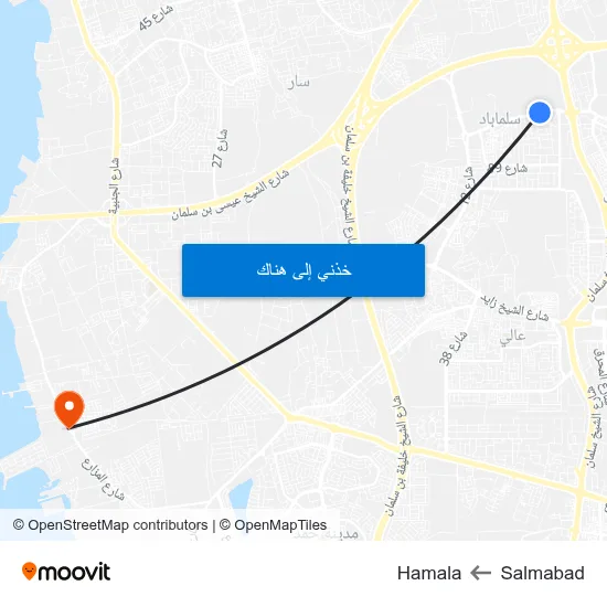 Salmabad to Hamala map