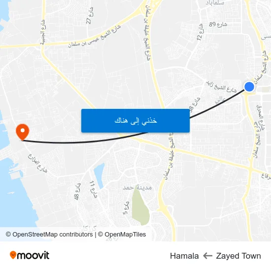 Zayed Town to Hamala map