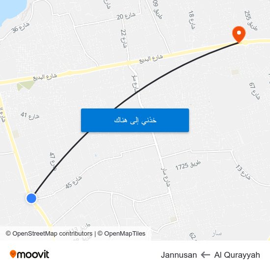 Al Qurayyah to Jannusan map