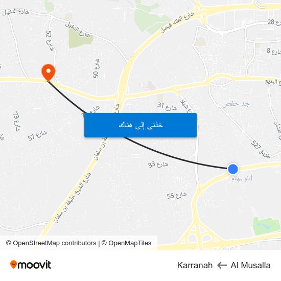 Al Musalla to Karranah map
