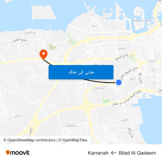 Bilad Al Qadeem to Karranah map