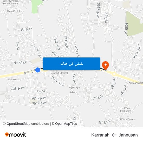 Jannusan to Karranah map