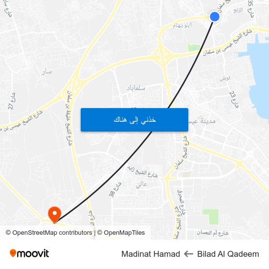 Bilad Al Qadeem to Madinat Hamad map