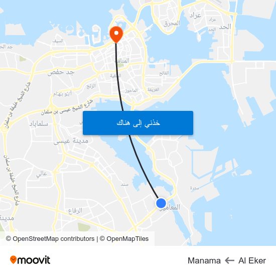 Al Eker to Manama map