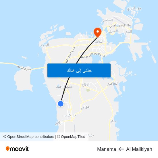 Al Malikiyah to Manama map