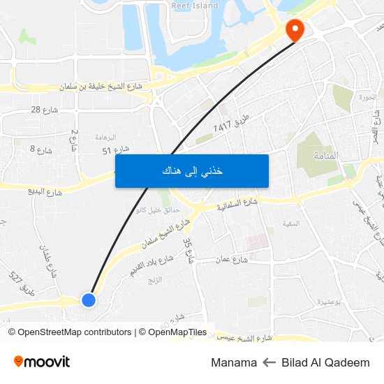 Bilad Al Qadeem to Manama map