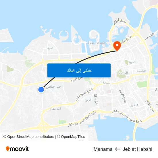 Jeblat Hebshi to Manama map