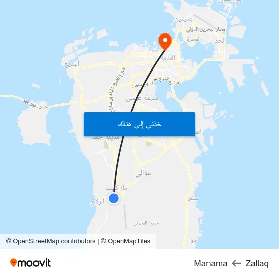 Zallaq to Manama map