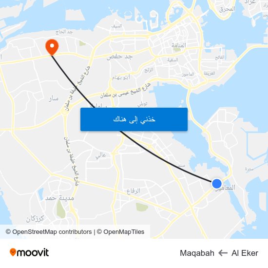 Al Eker to Maqabah map