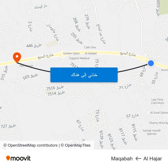 Al Hajar to Maqabah map