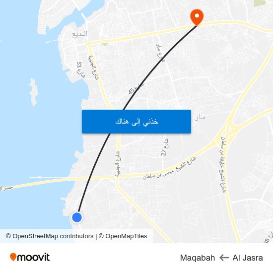 Al Jasra to Maqabah map