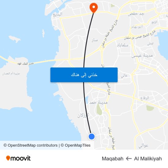 Al Malikiyah to Maqabah map