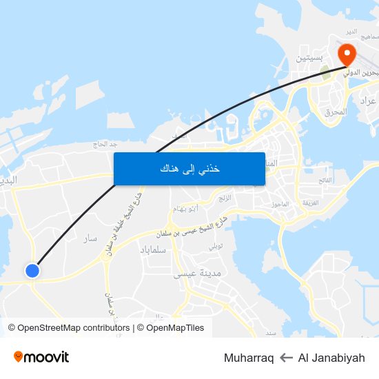 Al Janabiyah to Muharraq map