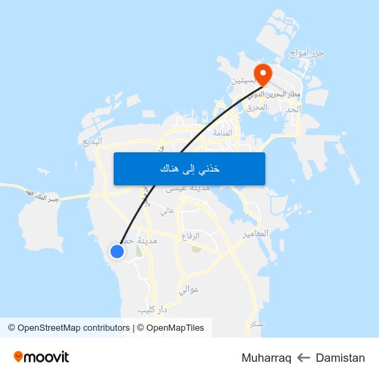 Damistan to Muharraq map