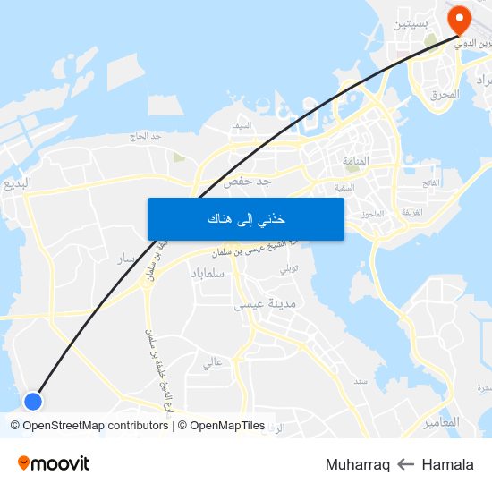 Hamala to Muharraq map