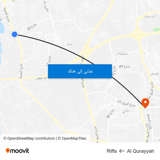 Al Qurayyah to Riffa map