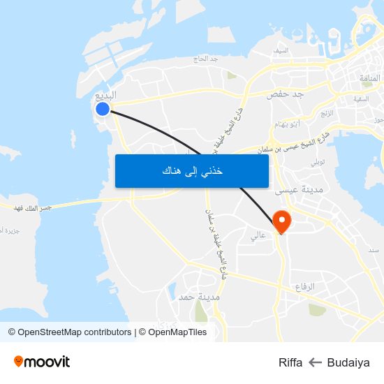 Budaiya to Riffa map