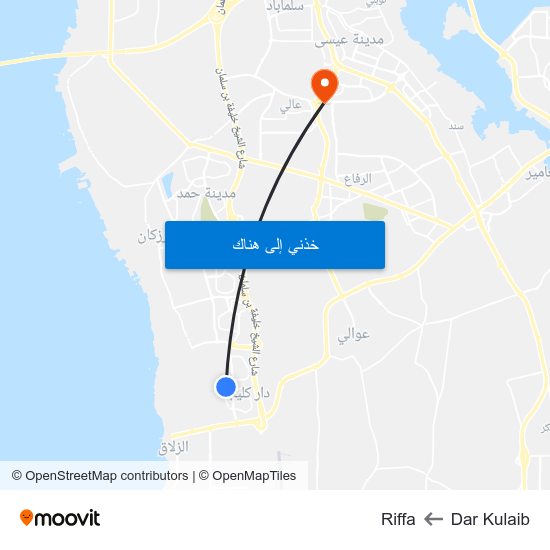 Dar Kulaib to Riffa map