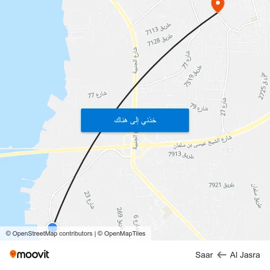 Al Jasra to Saar map