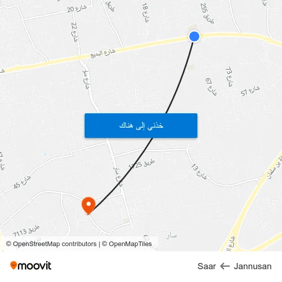 Jannusan to Saar map