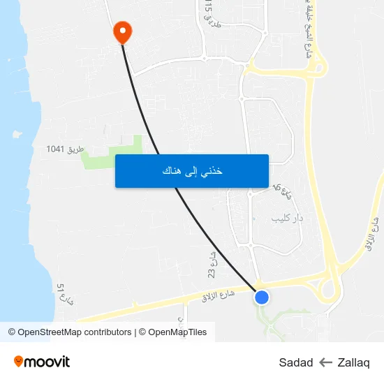 Zallaq to Sadad map
