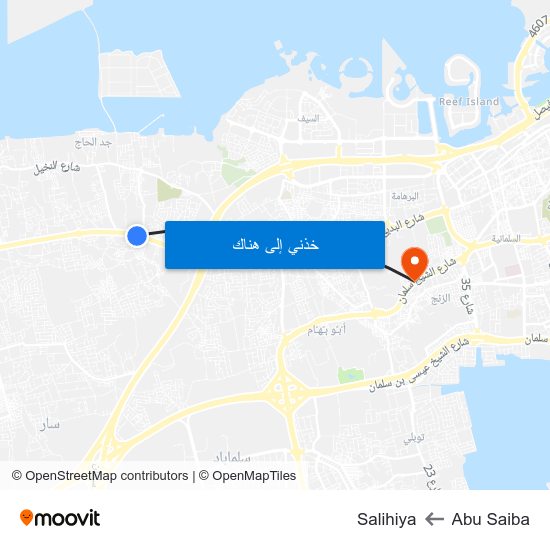 Abu Saiba to Salihiya map