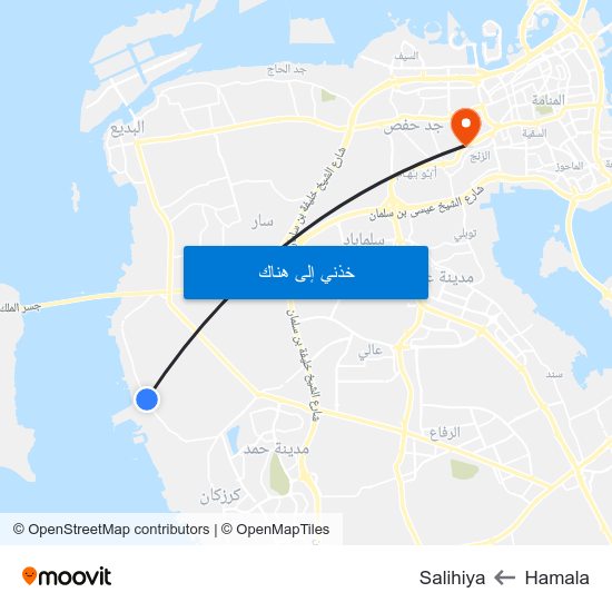 Hamala to Salihiya map