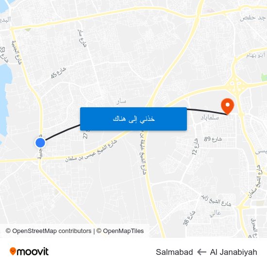 Al Janabiyah to Salmabad map