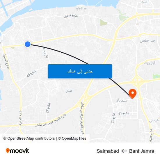 Bani Jamra to Salmabad map