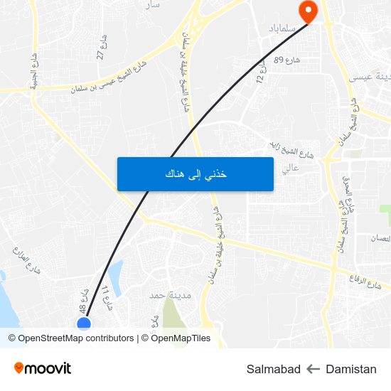 Damistan to Salmabad map
