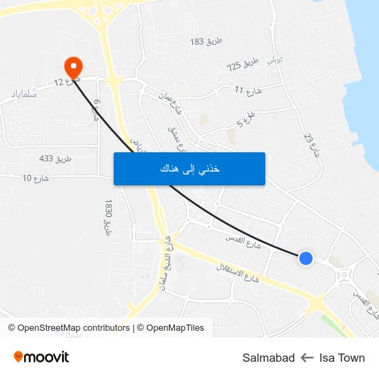 Isa Town to Salmabad map