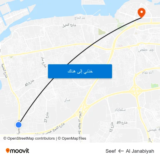 Al Janabiyah to Seef map
