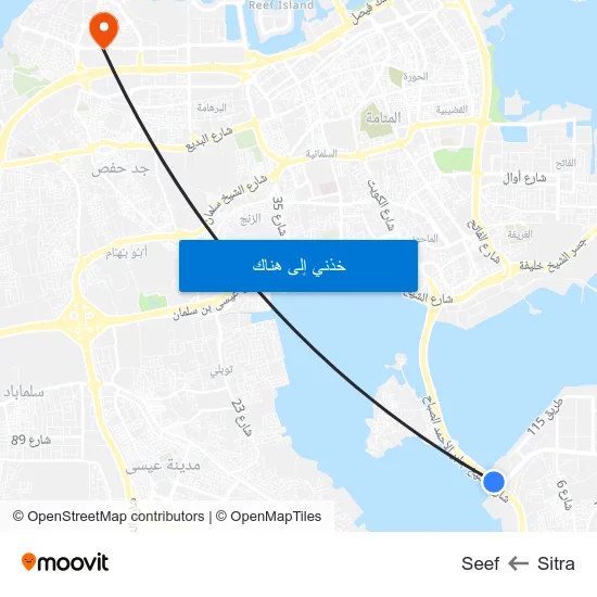 Sitra to Seef map