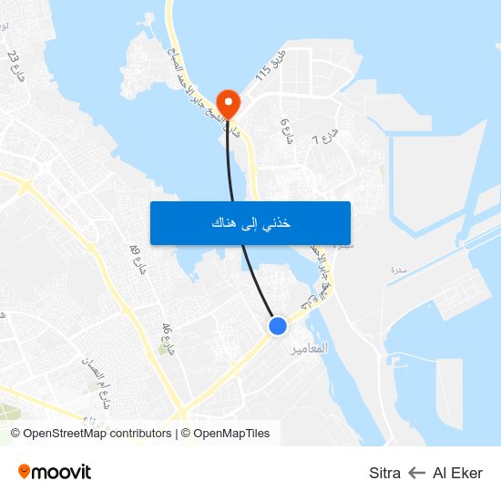 Al Eker to Sitra map