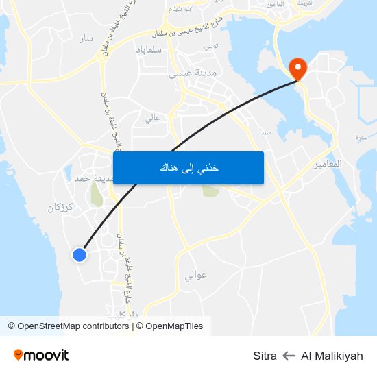 Al Malikiyah to Sitra map