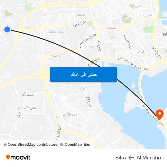 Al Maqsha to Sitra map