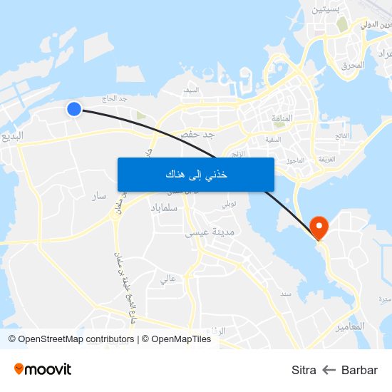Barbar to Sitra map