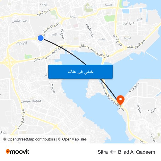 Bilad Al Qadeem to Sitra map
