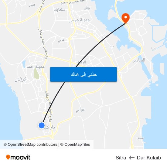 Dar Kulaib to Sitra map