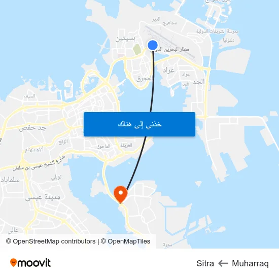 Muharraq to Sitra map