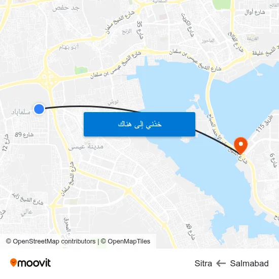 Salmabad to Sitra map
