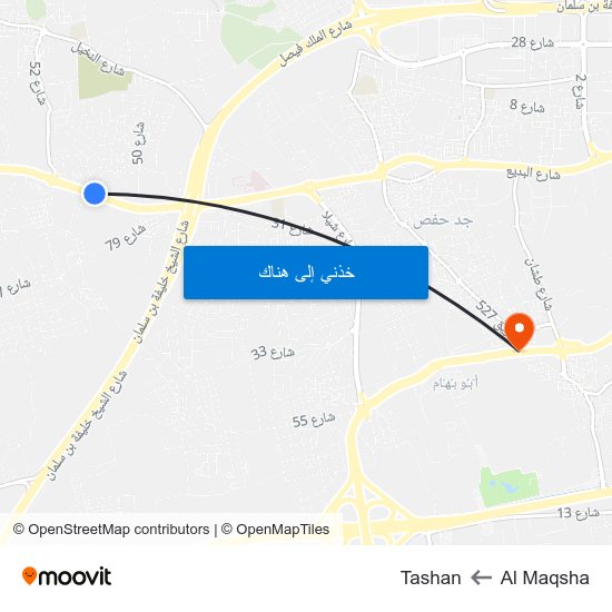 Al Maqsha to Tashan map