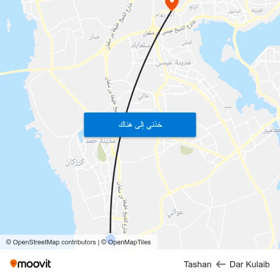 Dar Kulaib to Tashan map