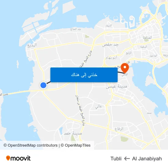 Al Janabiyah to Tubli map