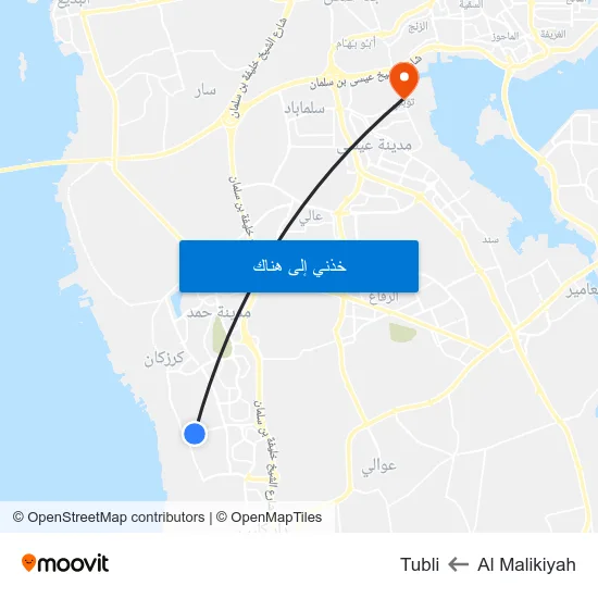 Al Malikiyah to Tubli map