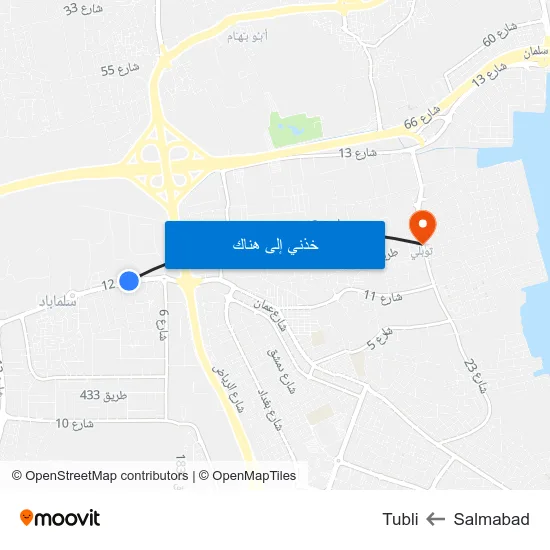 Salmabad to Tubli map