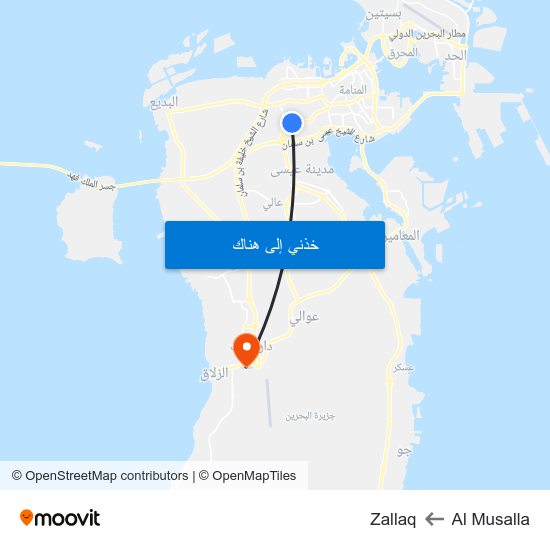 Al Musalla to Zallaq map