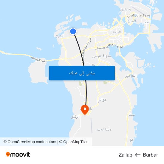 Barbar to Zallaq map