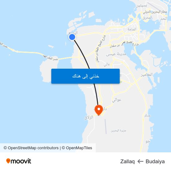 Budaiya to Zallaq map