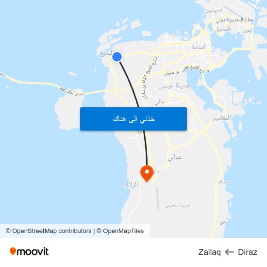 Diraz to Zallaq map